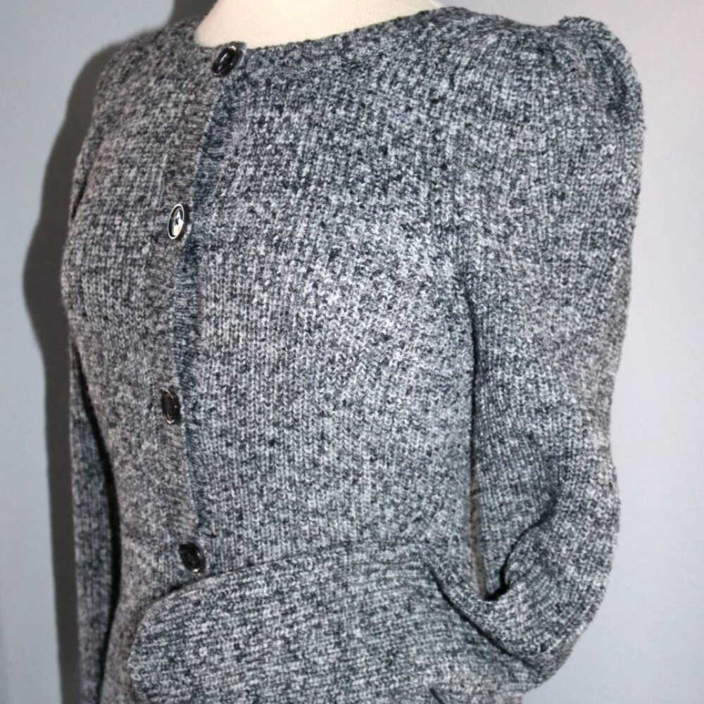 Ann Taylor Womwn's Knit Cardigan Sz. S Wool Alpaca Blend Grey Round-Neck
